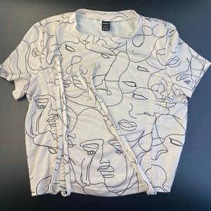 SHEIN | Abstract Figure Graphic Drawstring Front Tee